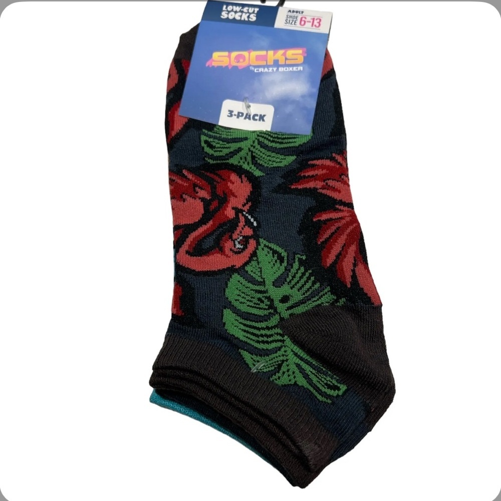 Socks By Crazy Boxer 3 Pack Low cut Adult Size 6-13